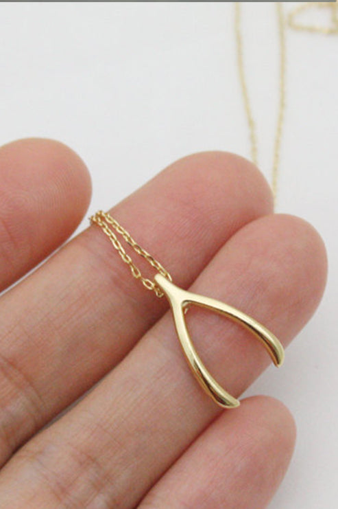 14K Gold Wishbone Necklace — Wolfe Jewelry